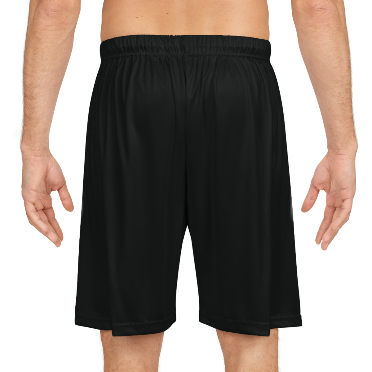 Black Performance Basketball Shorts with Subtle WTF Logo — Athletic Mesh AOP