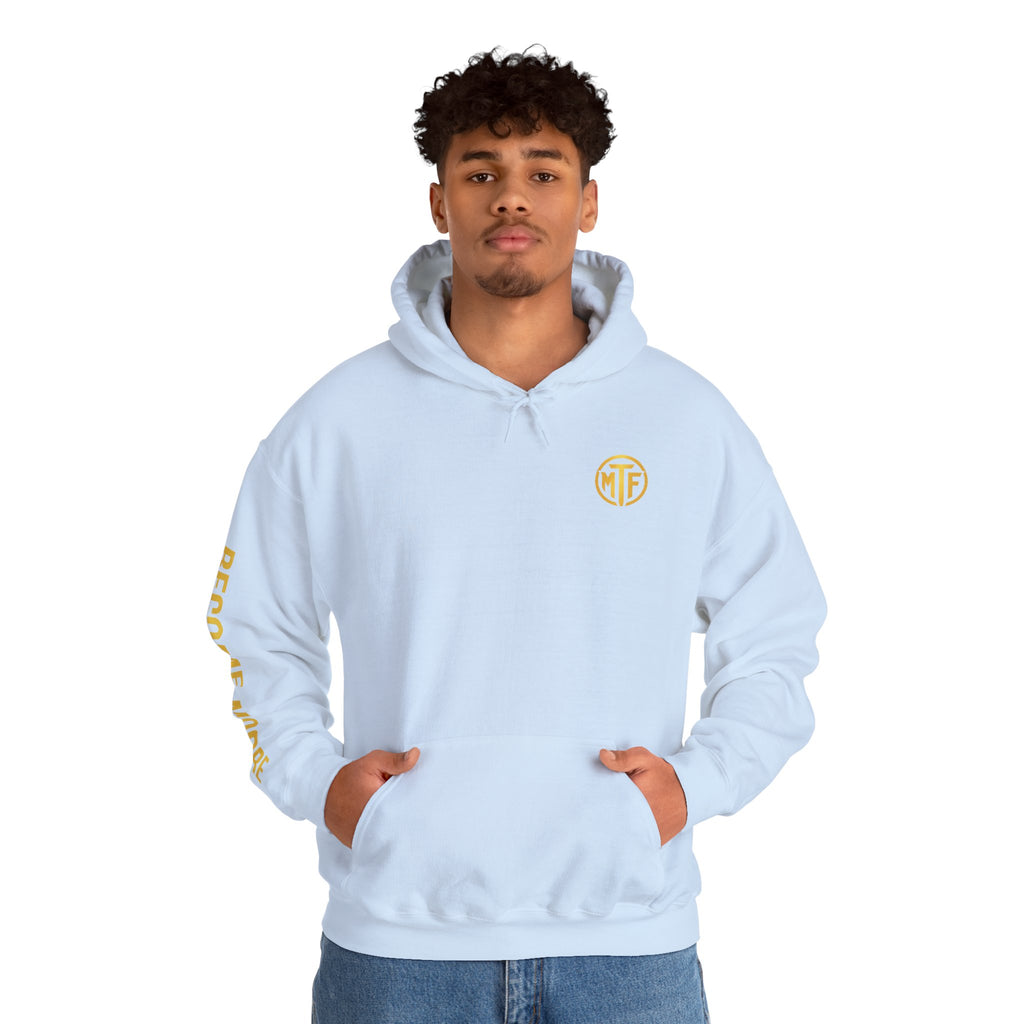 Signature Moore Than Fitness Logo Hoodie — "Become Moore" Sleeve Pullover