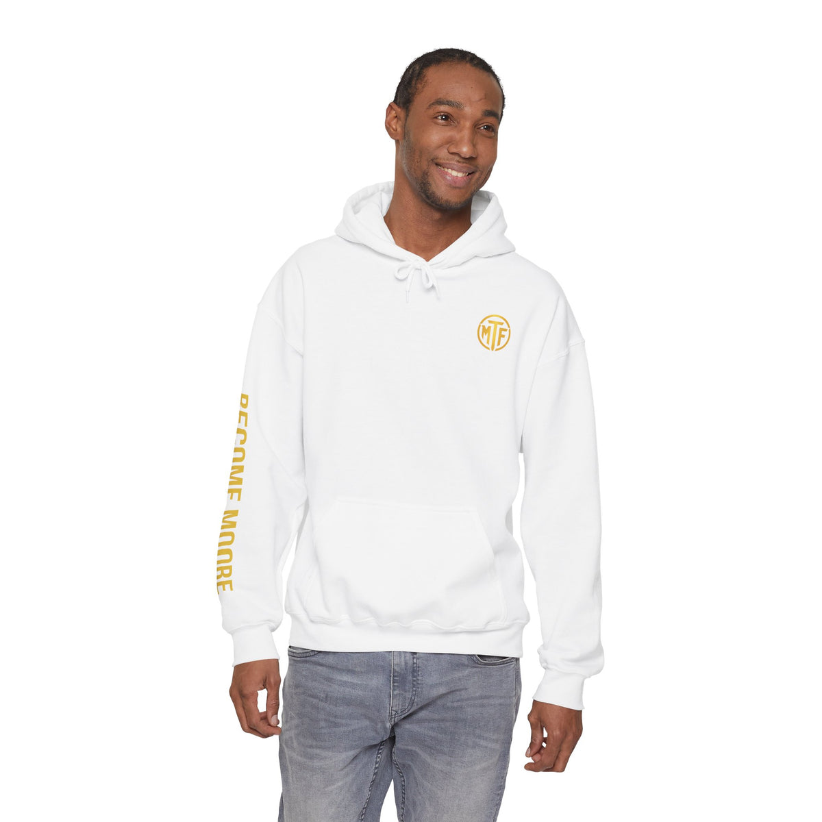 Signature Moore Than Fitness Logo Hoodie — "Become Moore" Sleeve Pullover