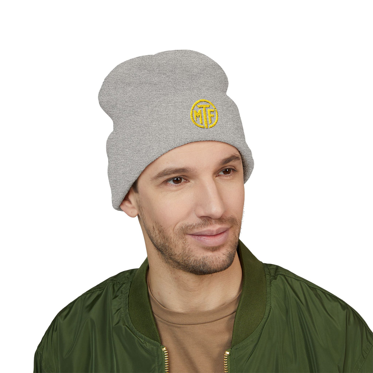 Embroidered Monogram Cuffed Beanie — Classic Knit Winter Hat