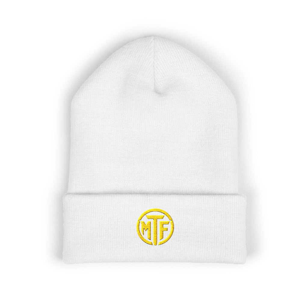 Embroidered Monogram Cuffed Beanie — Classic Knit Winter Hat