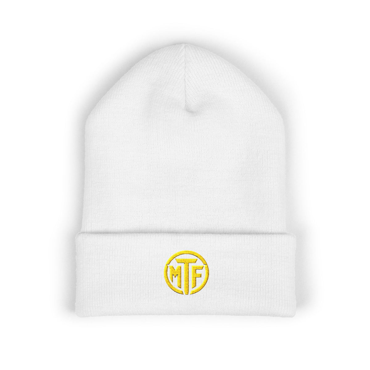 Embroidered Monogram Cuffed Beanie — Classic Knit Winter Hat