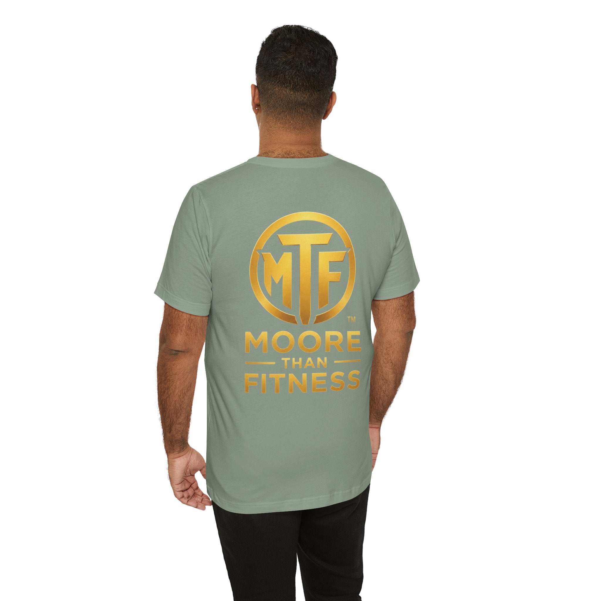 Moore Than Fitness Tee – Gold Logo Short Sleeve Shirt