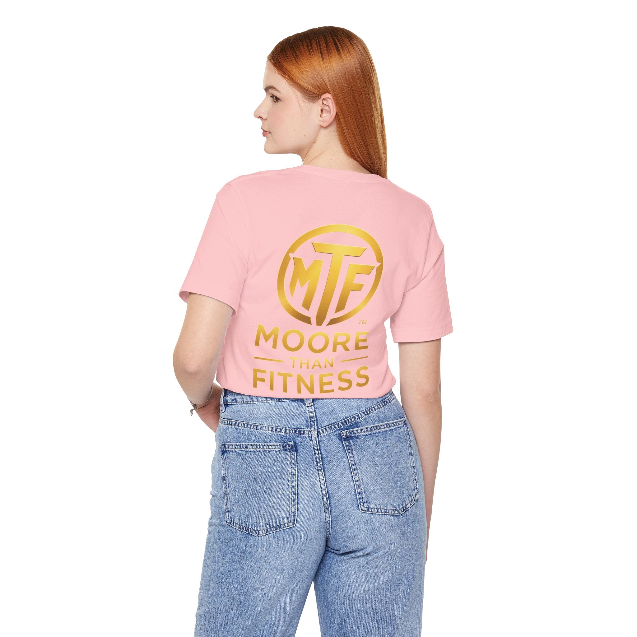 Moore Than Fitness Tee – Gold Logo Short Sleeve Shirt