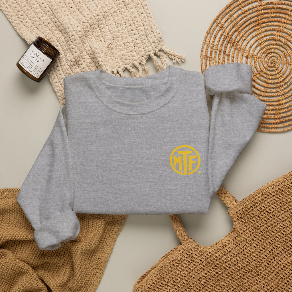Crewneck Sweatshirt — "Unfinished by Design" Minimal Logo Pullover