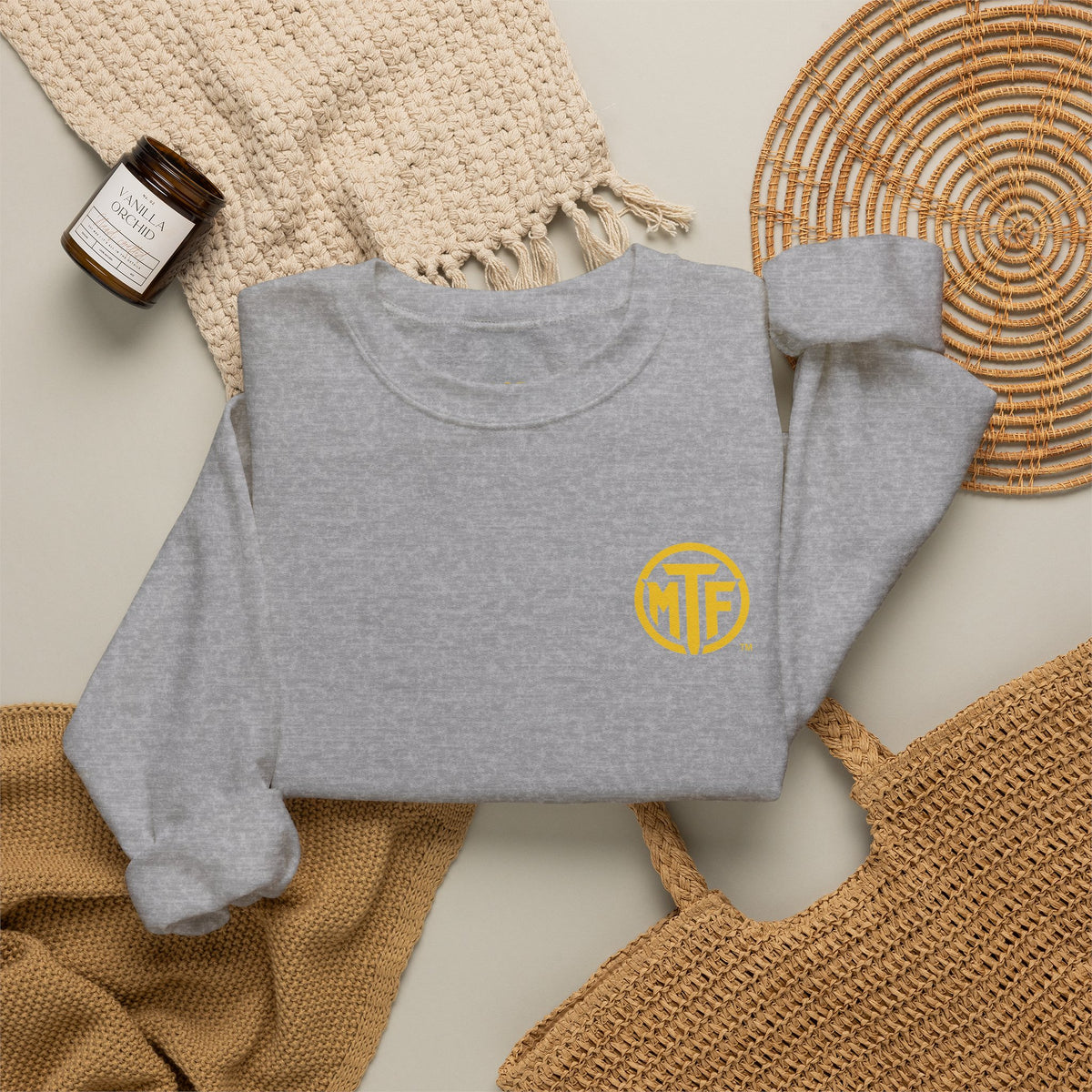 Crewneck Sweatshirt — "Unfinished by Design" Minimal Logo Pullover