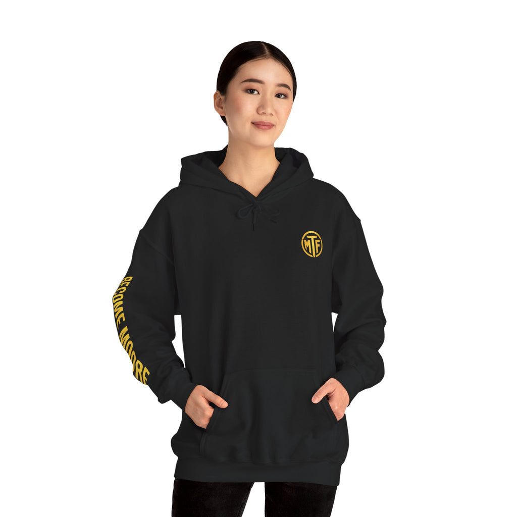 Signature Moore Than Fitness Logo Hoodie — "Become Moore" Sleeve Pullover