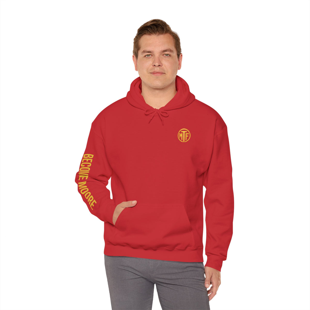 Signature Moore Than Fitness Logo Hoodie — "Become Moore" Sleeve Pullover