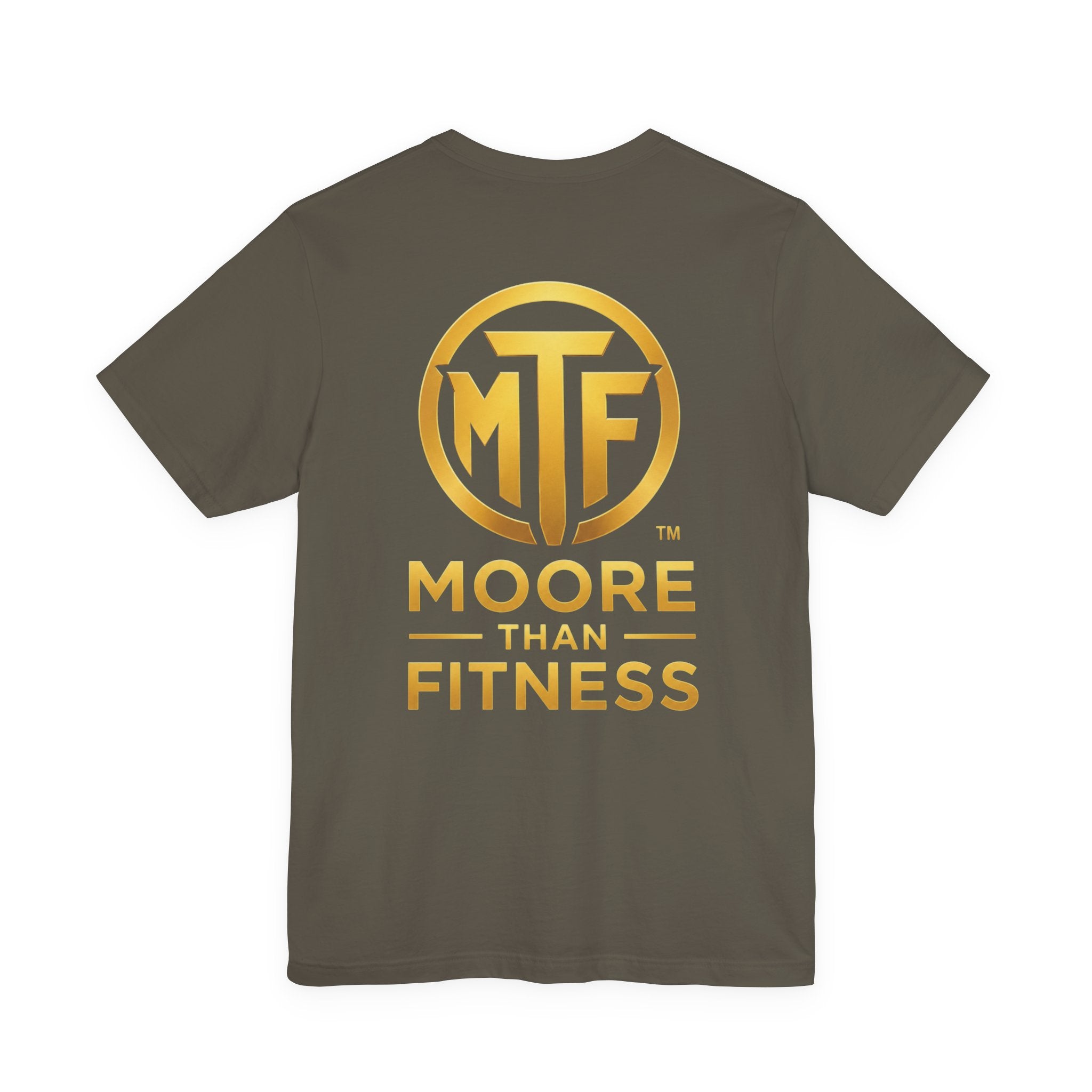 Moore Than Fitness Tee – Gold Logo Short Sleeve Shirt