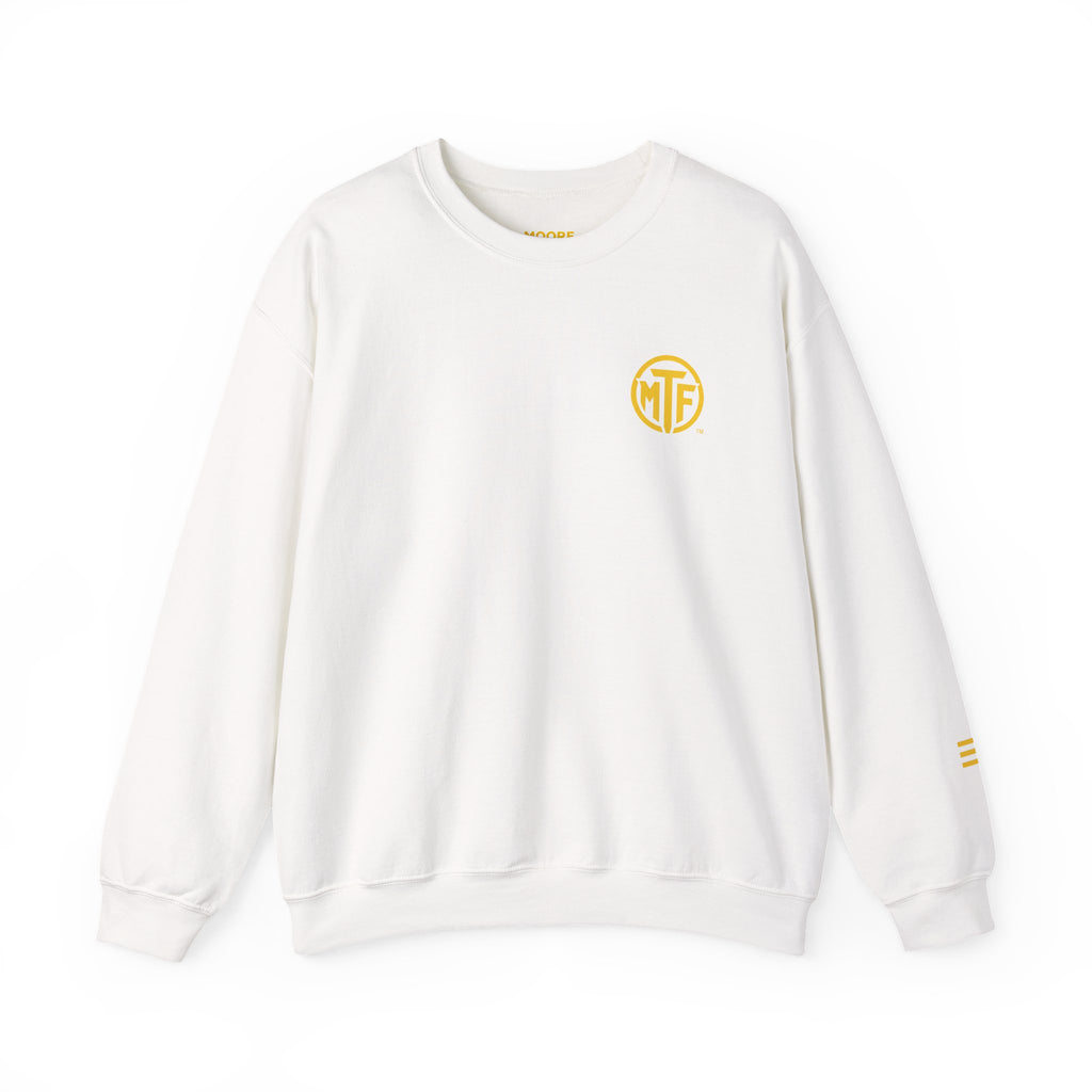 Crewneck Sweatshirt — "Unfinished by Design" Minimal Logo Pullover