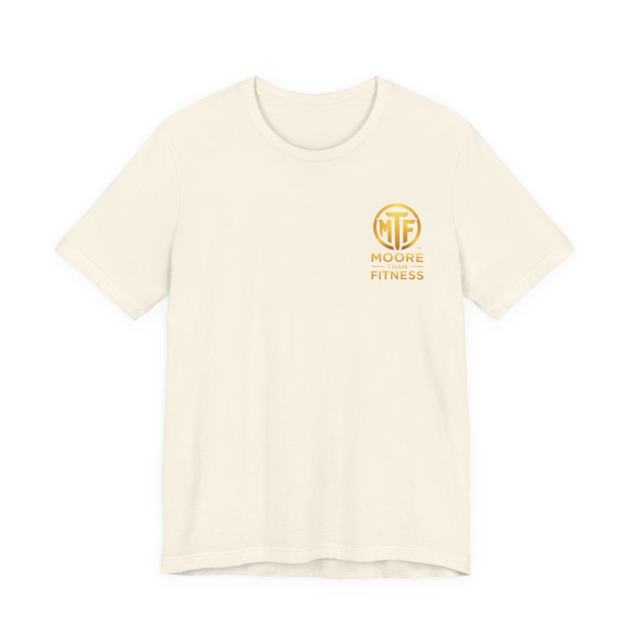 Moore Than Fitness Tee – Gold Logo Short Sleeve Shirt