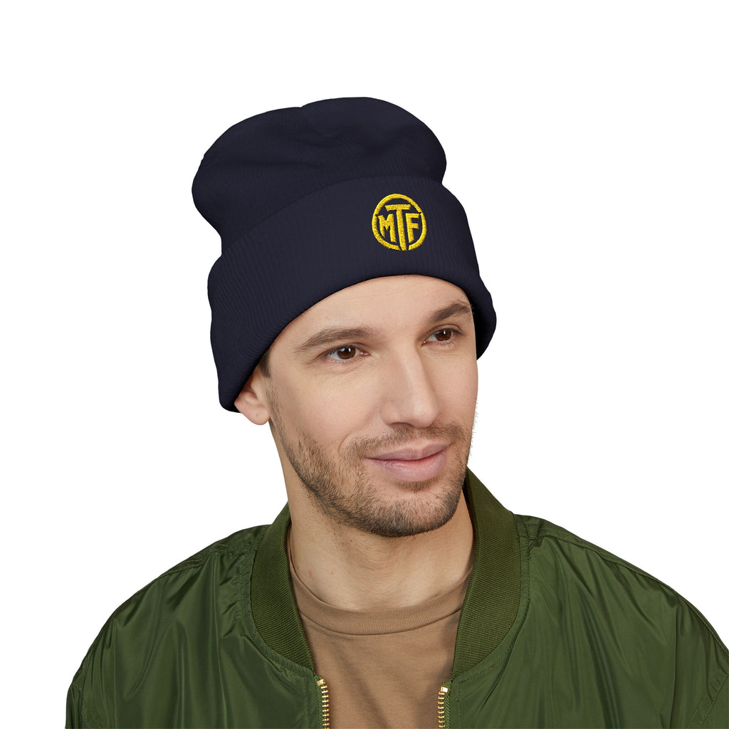 Embroidered Monogram Cuffed Beanie — Classic Knit Winter Hat