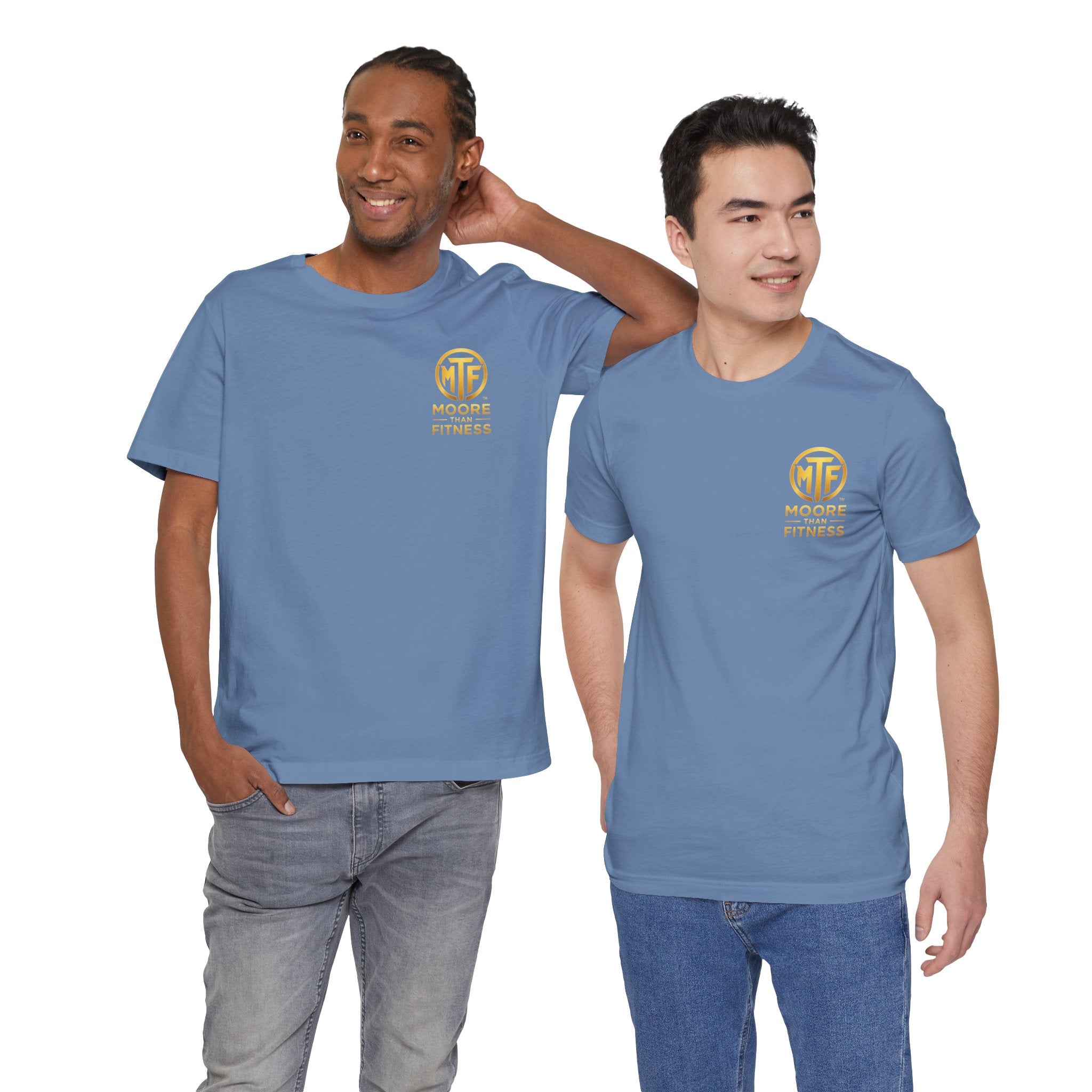 Moore Than Fitness Tee – Gold Logo Short Sleeve Shirt
