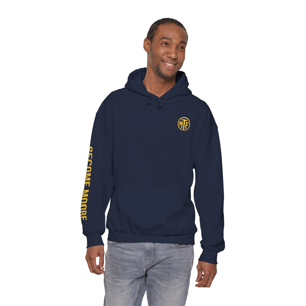 Signature Moore Than Fitness Logo Hoodie — "Become Moore" Sleeve Pullover