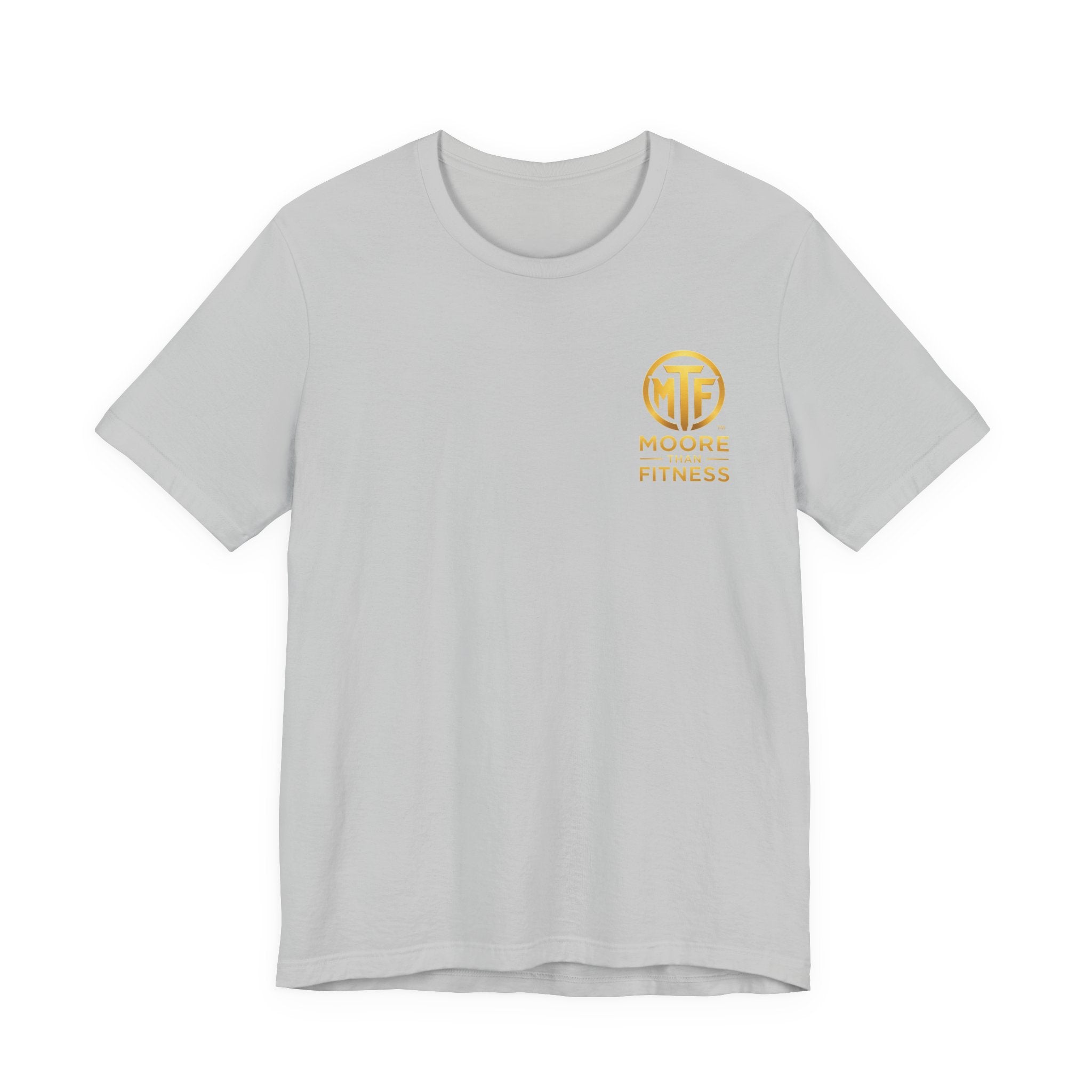 Moore Than Fitness Tee – Gold Logo Short Sleeve Shirt