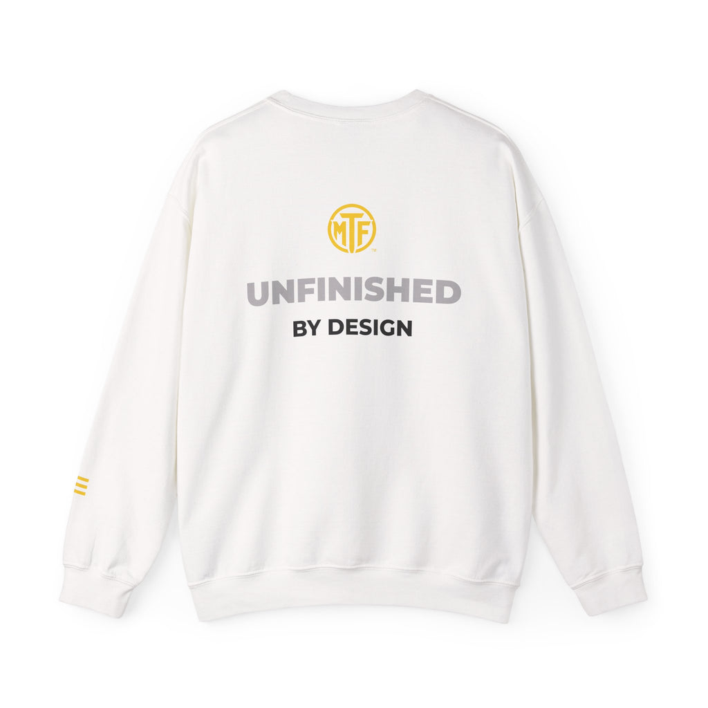Crewneck Sweatshirt — "Unfinished by Design" Minimal Logo Pullover