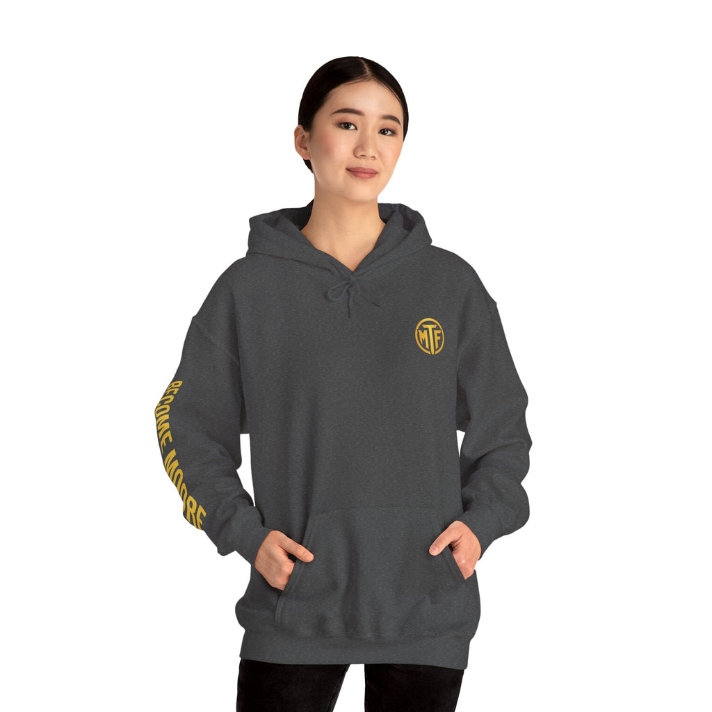 Signature Moore Than Fitness Logo Hoodie — "Become Moore" Sleeve Pullover