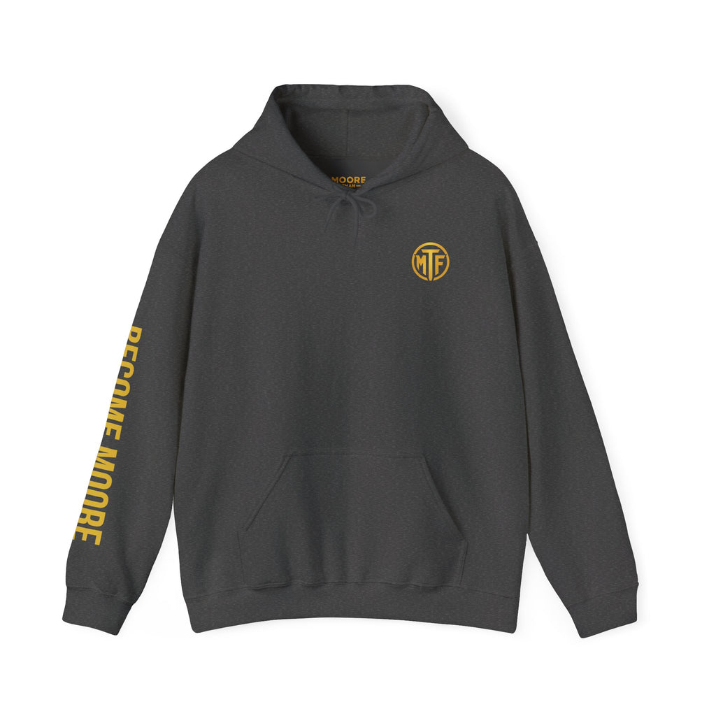 Signature Moore Than Fitness Logo Hoodie — "Become Moore" Sleeve Pullover