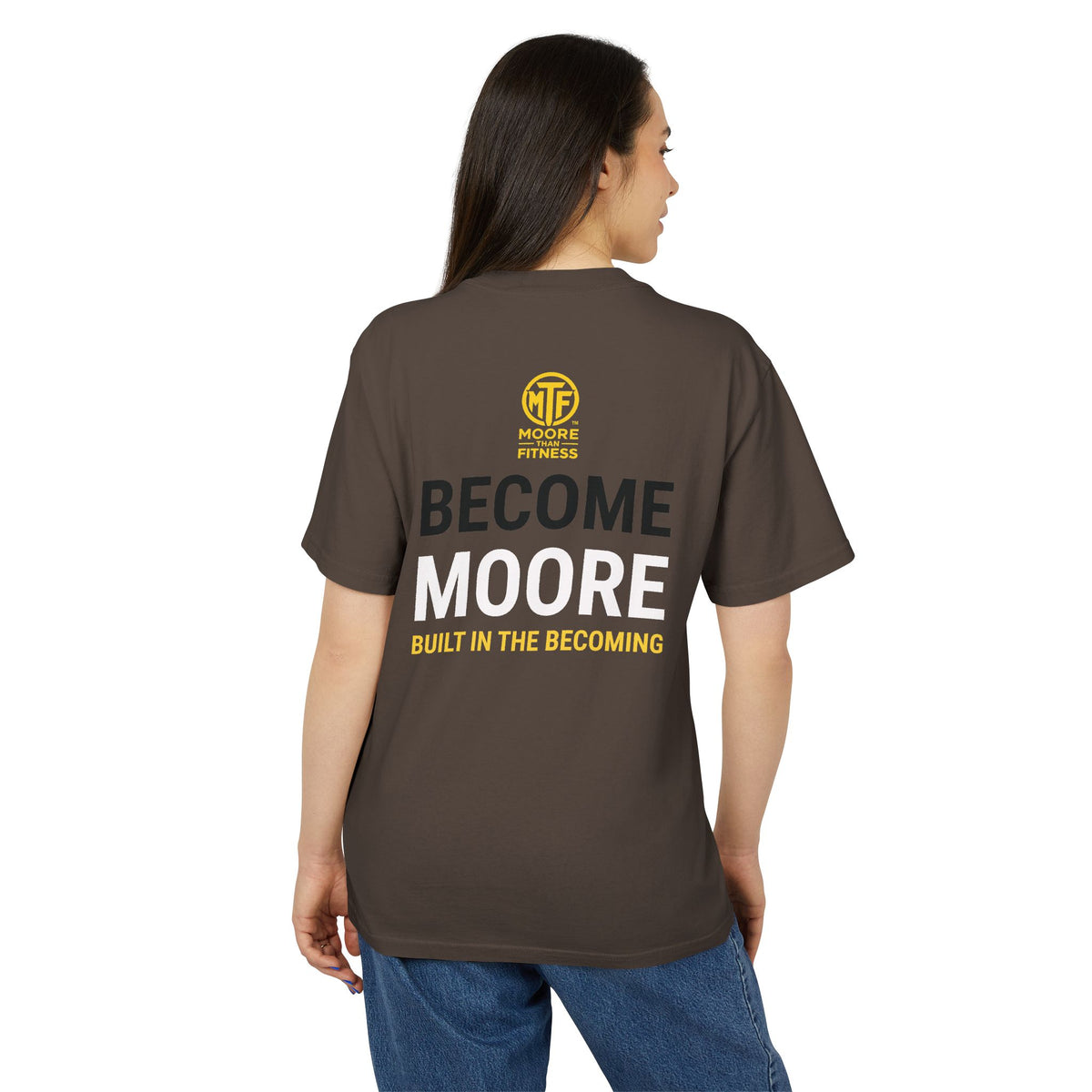 Become Moore Tee — 'Become Moore: Built in the Becoming' Motivational Crewneck