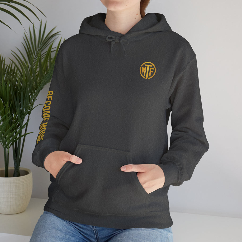 Signature Moore Than Fitness Logo Hoodie — "Become Moore" Sleeve Pullover