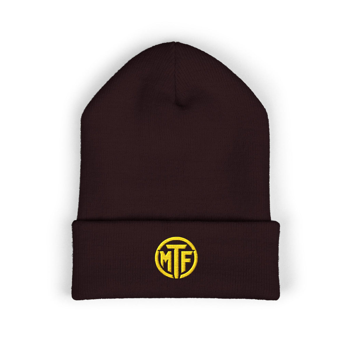 Embroidered Monogram Cuffed Beanie — Classic Knit Winter Hat