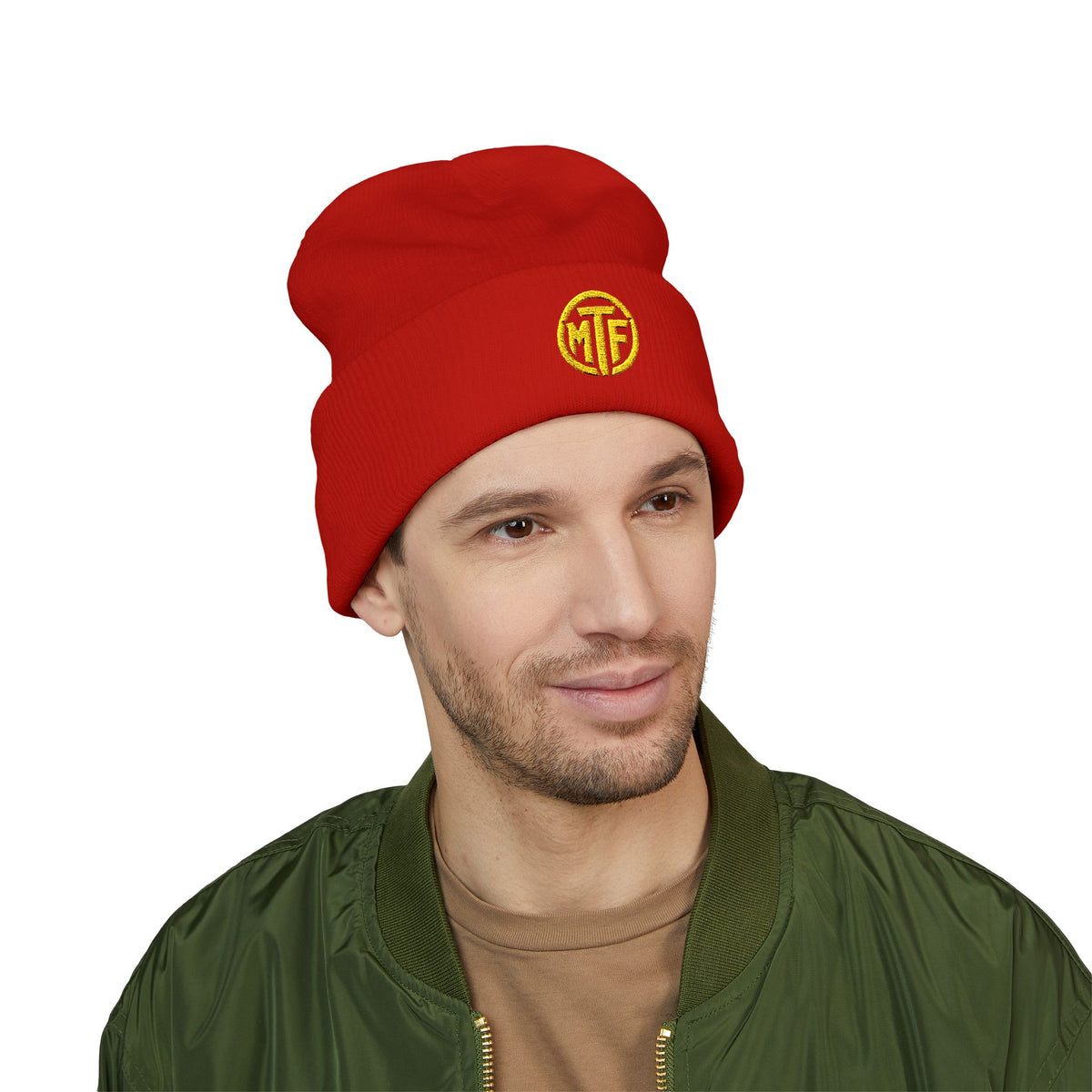 Embroidered Monogram Cuffed Beanie — Classic Knit Winter Hat