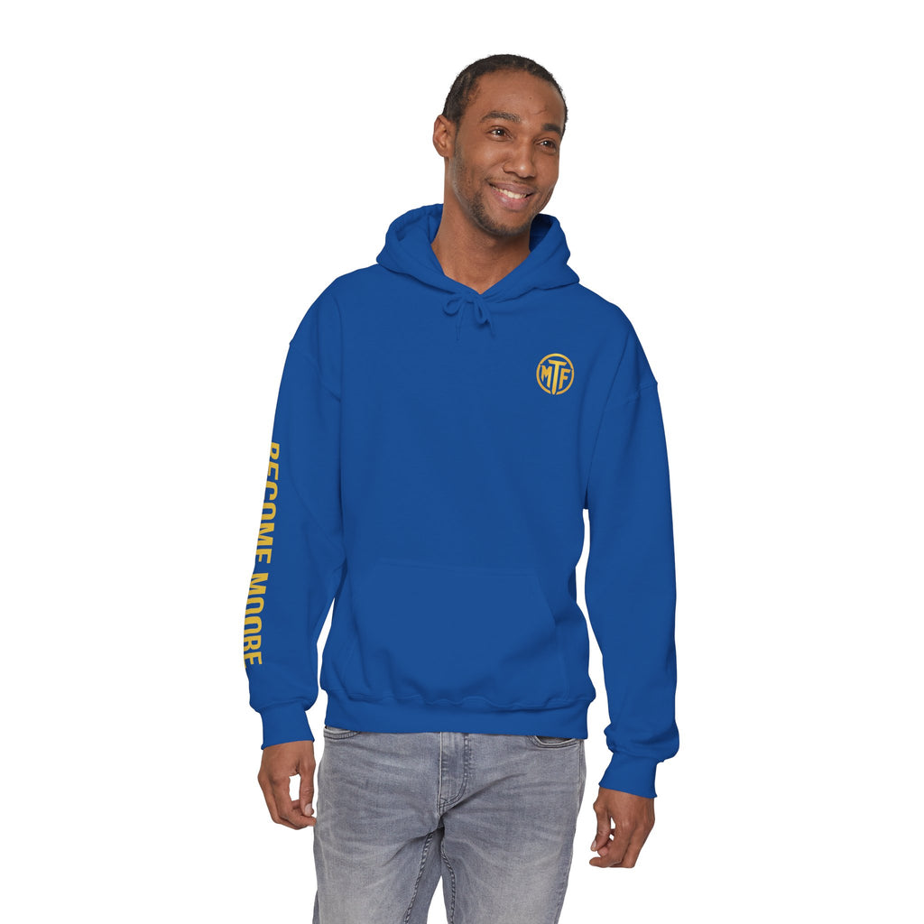 Signature Moore Than Fitness Logo Hoodie — "Become Moore" Sleeve Pullover