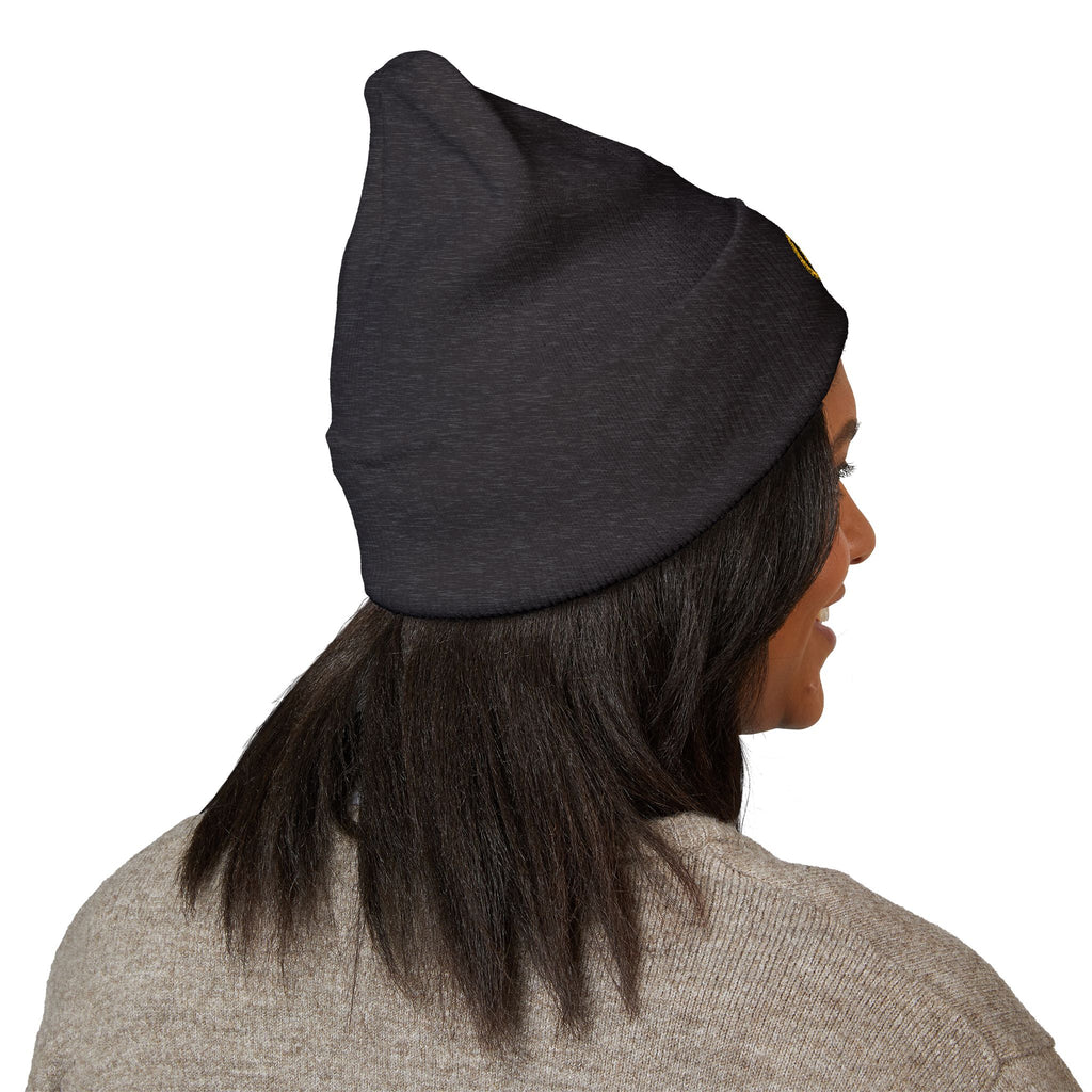 Embroidered Monogram Cuffed Beanie — Classic Knit Winter Hat