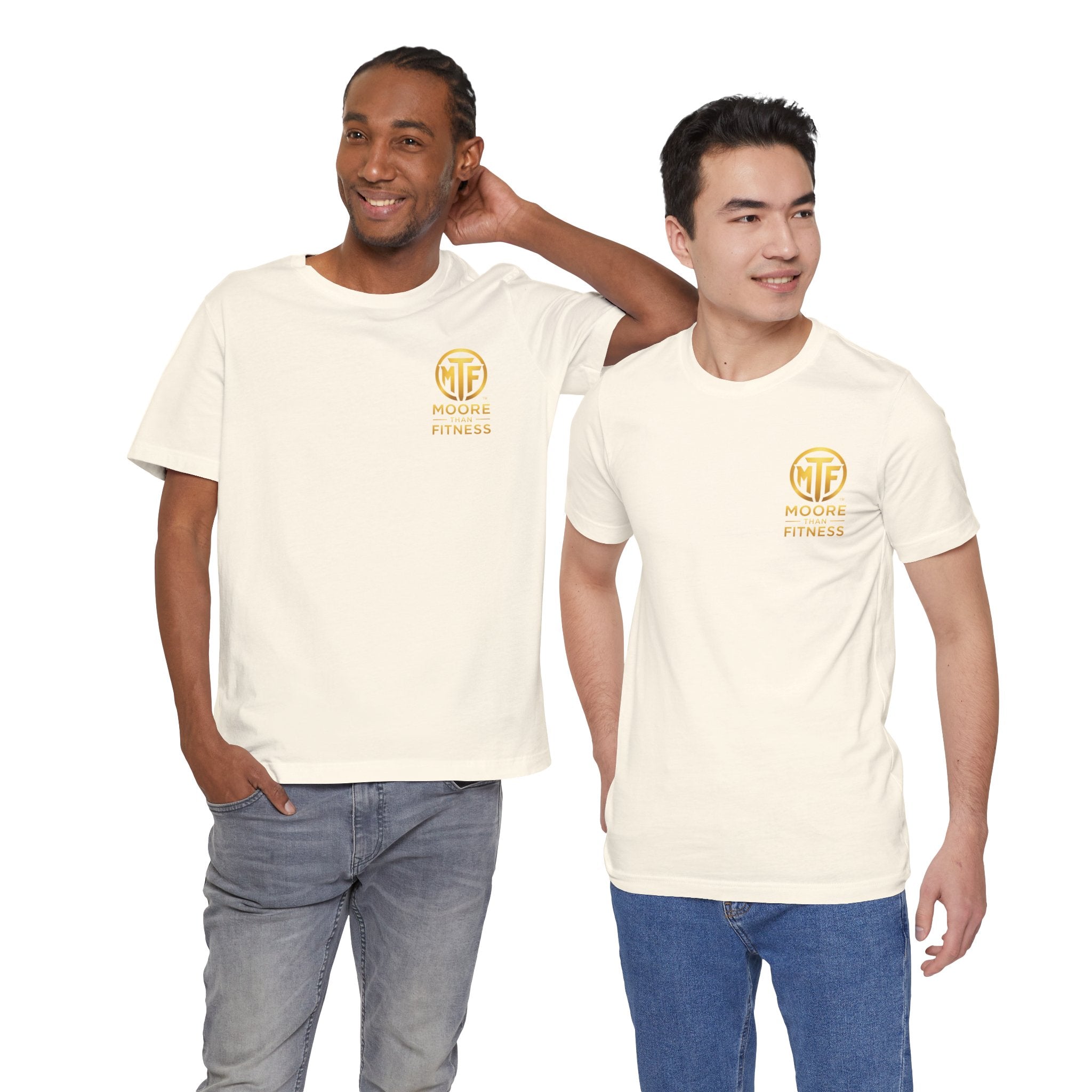 Moore Than Fitness Tee – Gold Logo Short Sleeve Shirt