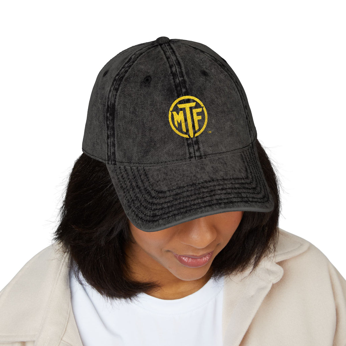 Vintage Embroidered Cap — Distressed Monogram Dad Hat