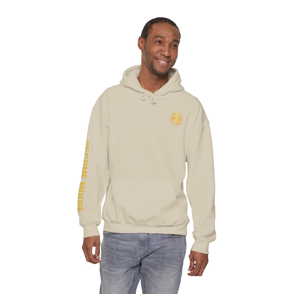 Signature Moore Than Fitness Logo Hoodie — "Become Moore" Sleeve Pullover