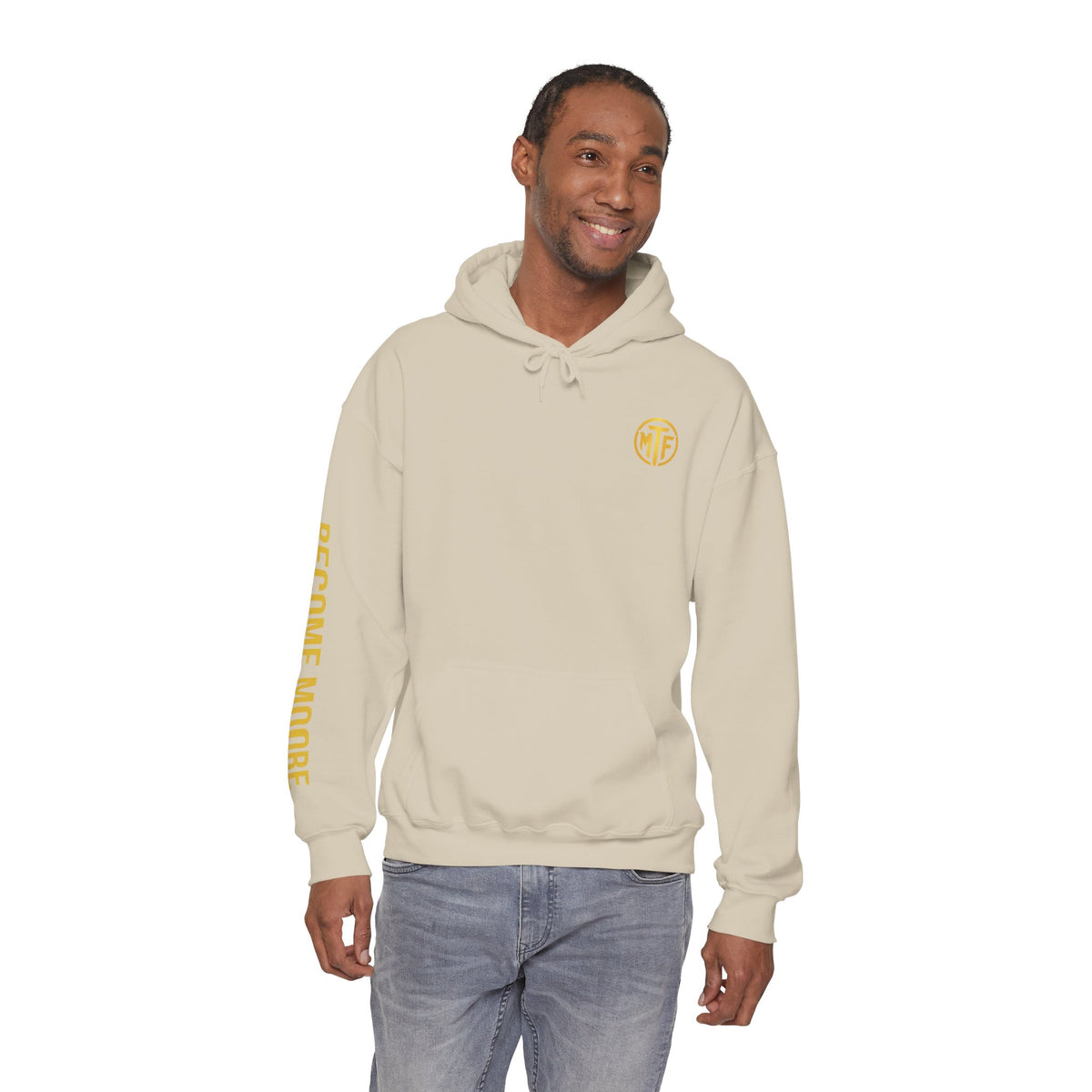 Signature Moore Than Fitness Logo Hoodie — "Become Moore" Sleeve Pullover
