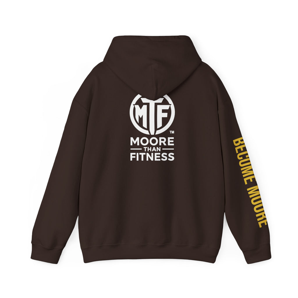 Signature Moore Than Fitness Logo Hoodie — "Become Moore" Sleeve Pullover
