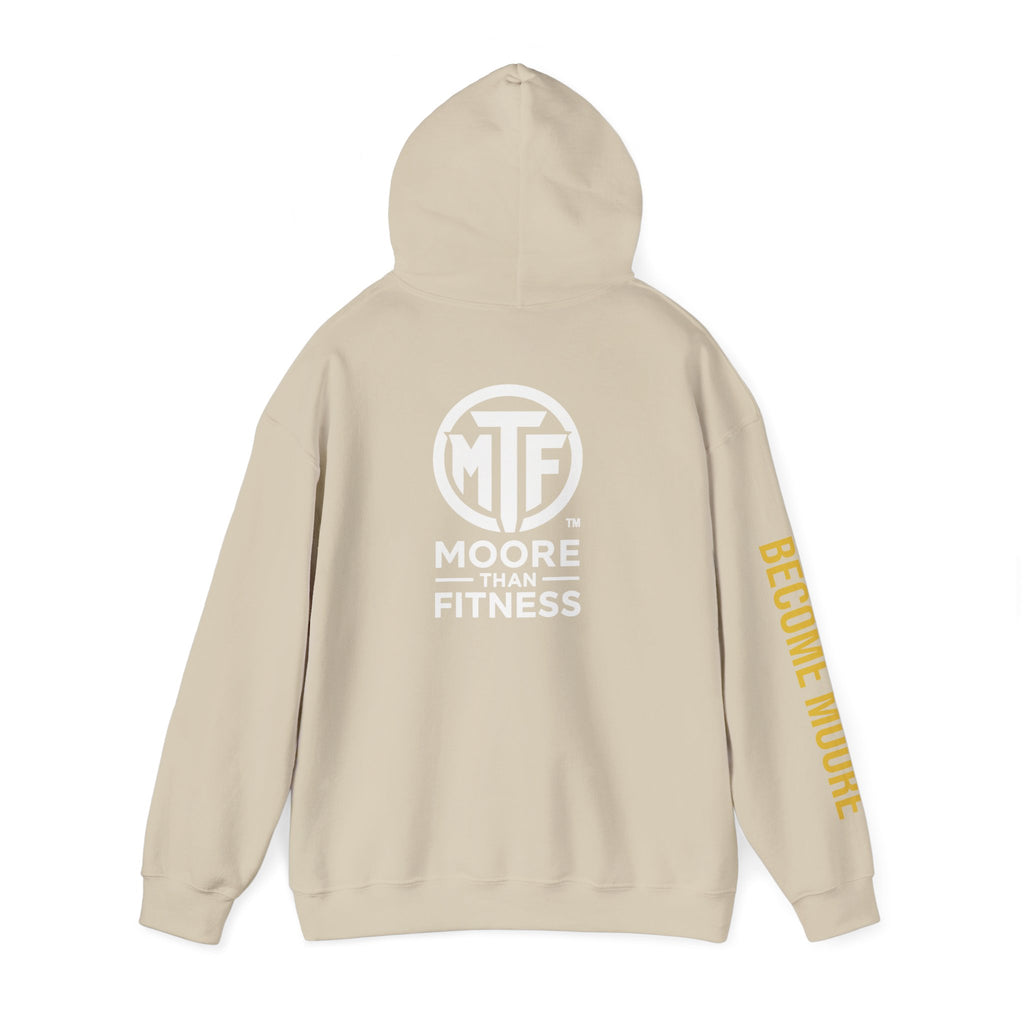 Signature Moore Than Fitness Logo Hoodie — "Become Moore" Sleeve Pullover