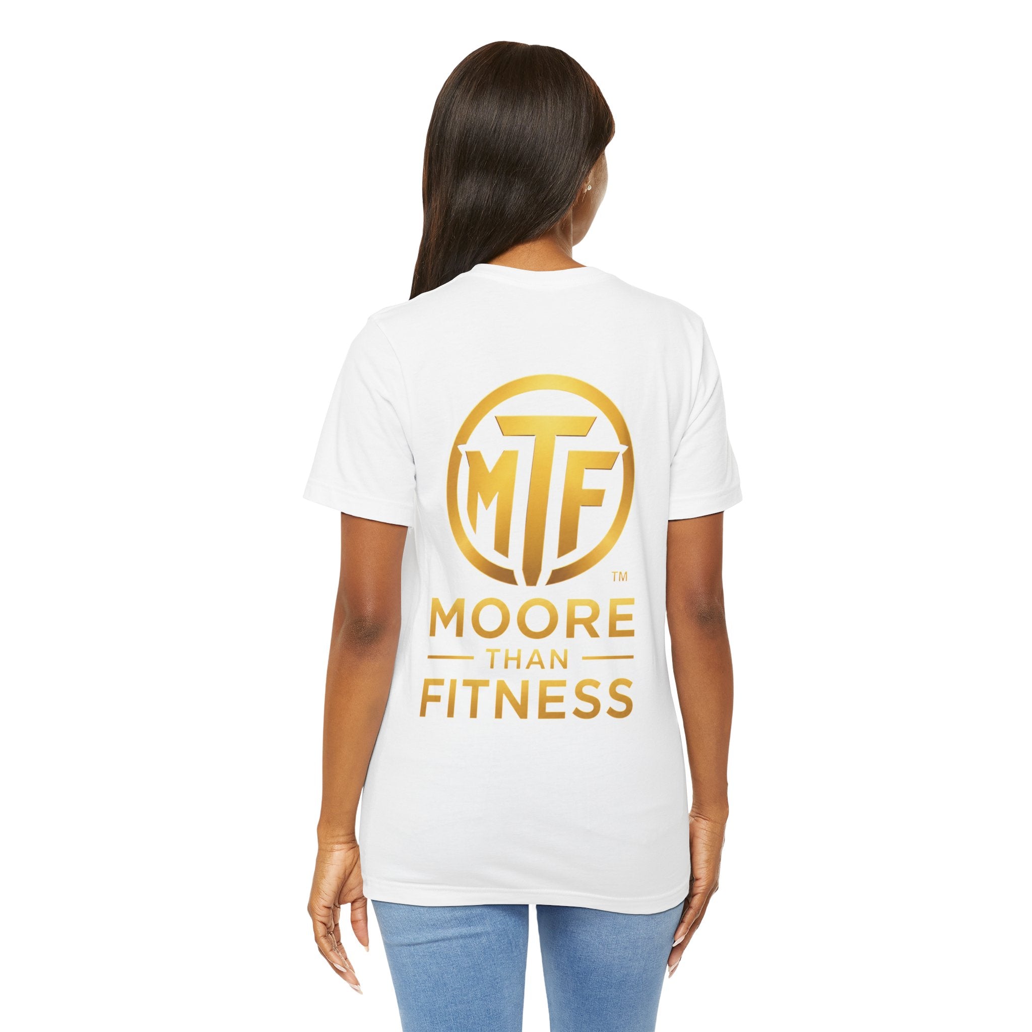 Moore Than Fitness Tee – Gold Logo Short Sleeve Shirt