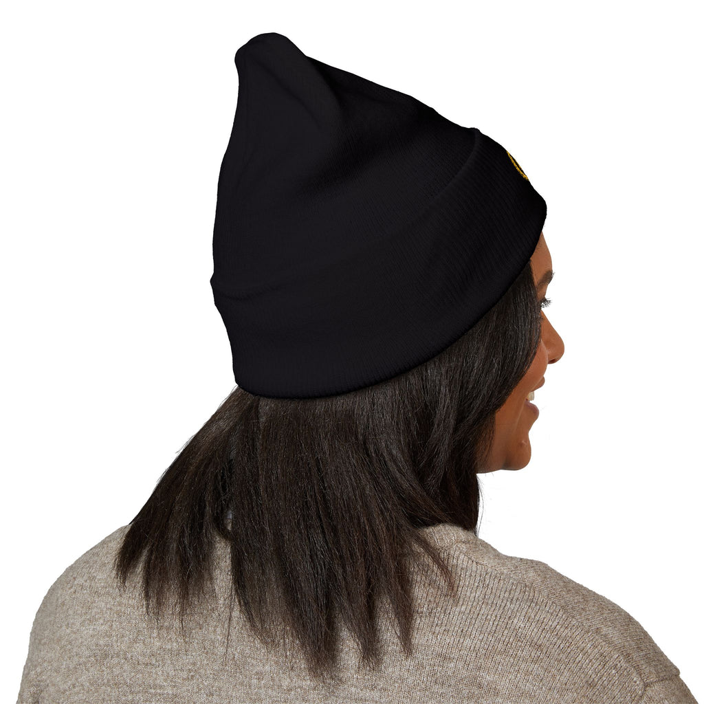Embroidered Monogram Cuffed Beanie — Classic Knit Winter Hat