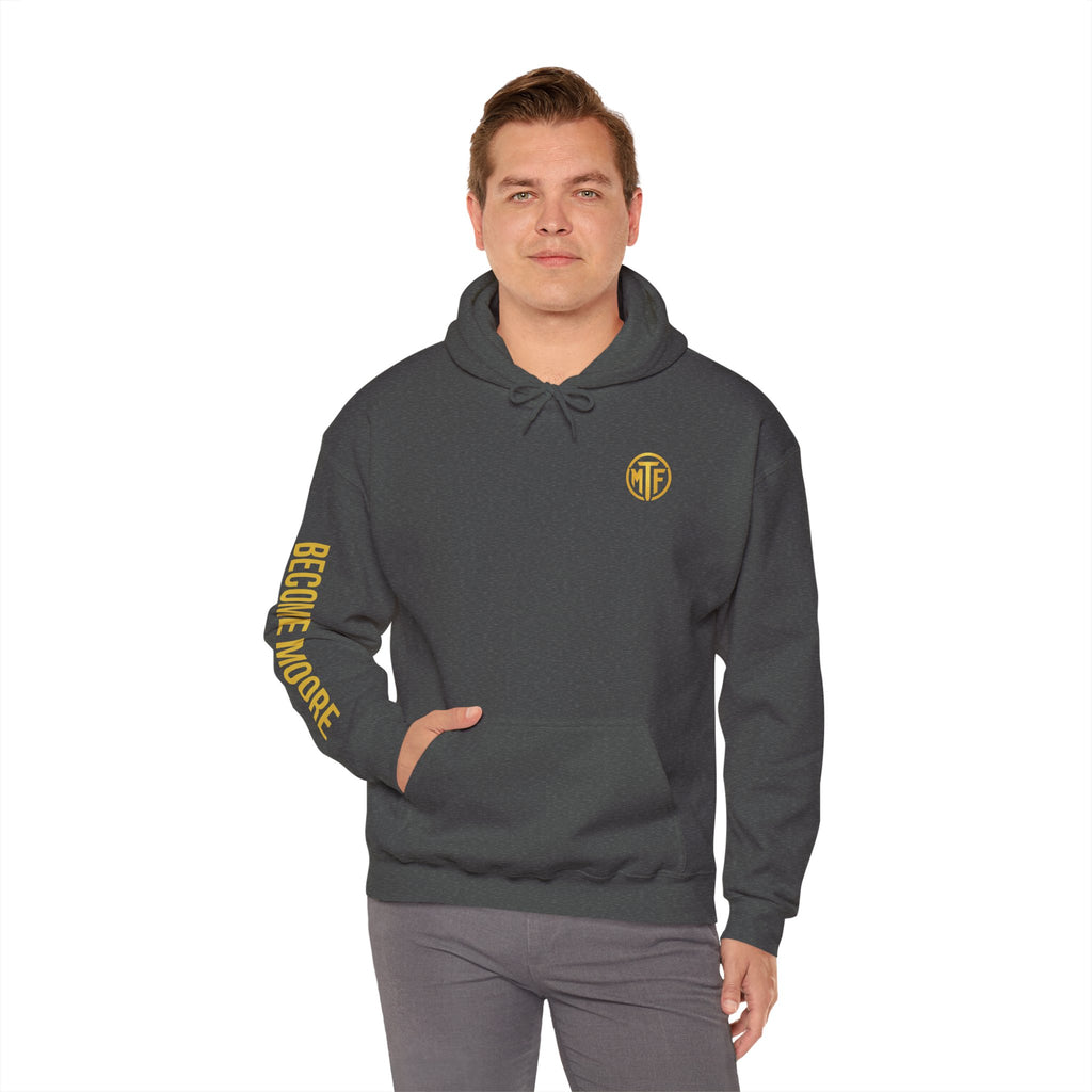 Signature Moore Than Fitness Logo Hoodie — "Become Moore" Sleeve Pullover