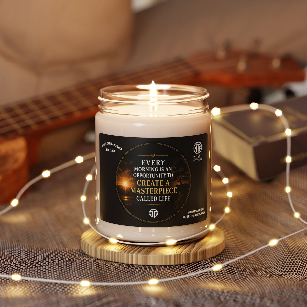 Inspirational Soy Candle 9oz — "Every Morning Is An Opportunity" Scented Jar