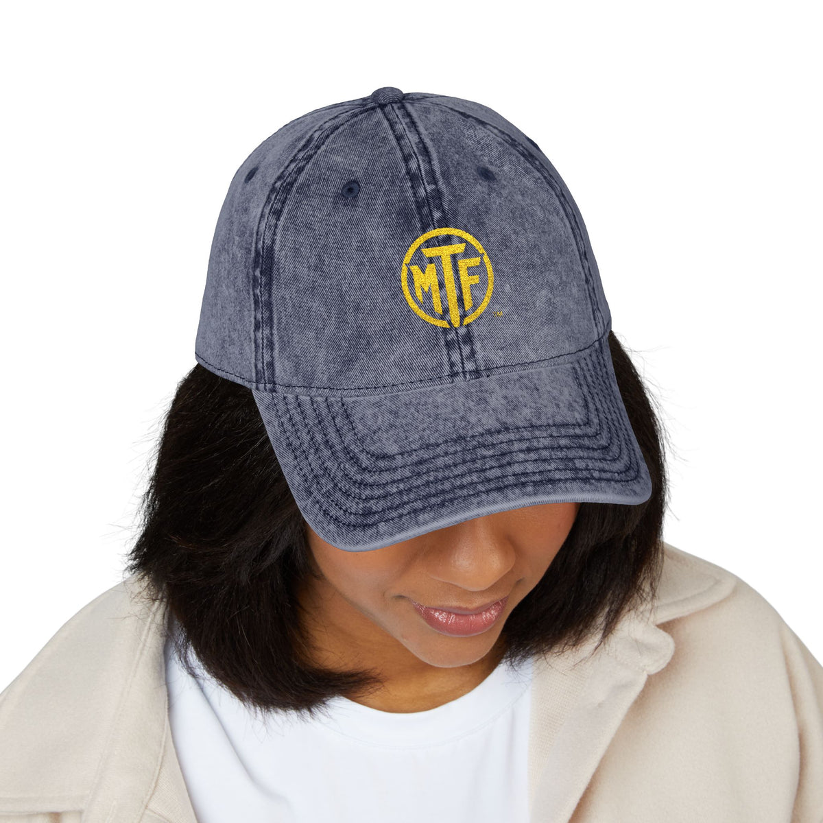 Vintage Embroidered Cap — Distressed Monogram Dad Hat