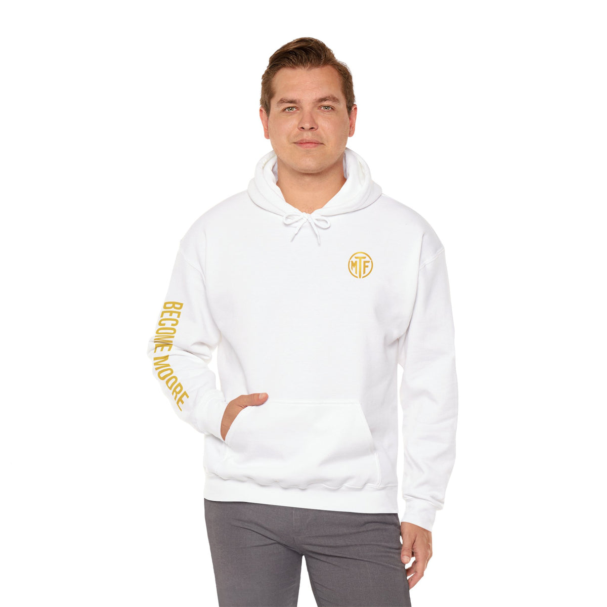 Signature Moore Than Fitness Logo Hoodie — "Become Moore" Sleeve Pullover