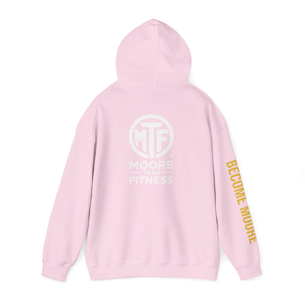 Signature Moore Than Fitness Logo Hoodie — "Become Moore" Sleeve Pullover