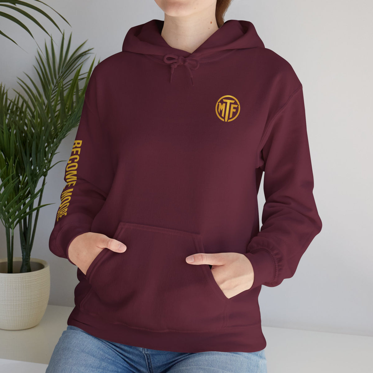 Signature Moore Than Fitness Logo Hoodie — "Become Moore" Sleeve Pullover