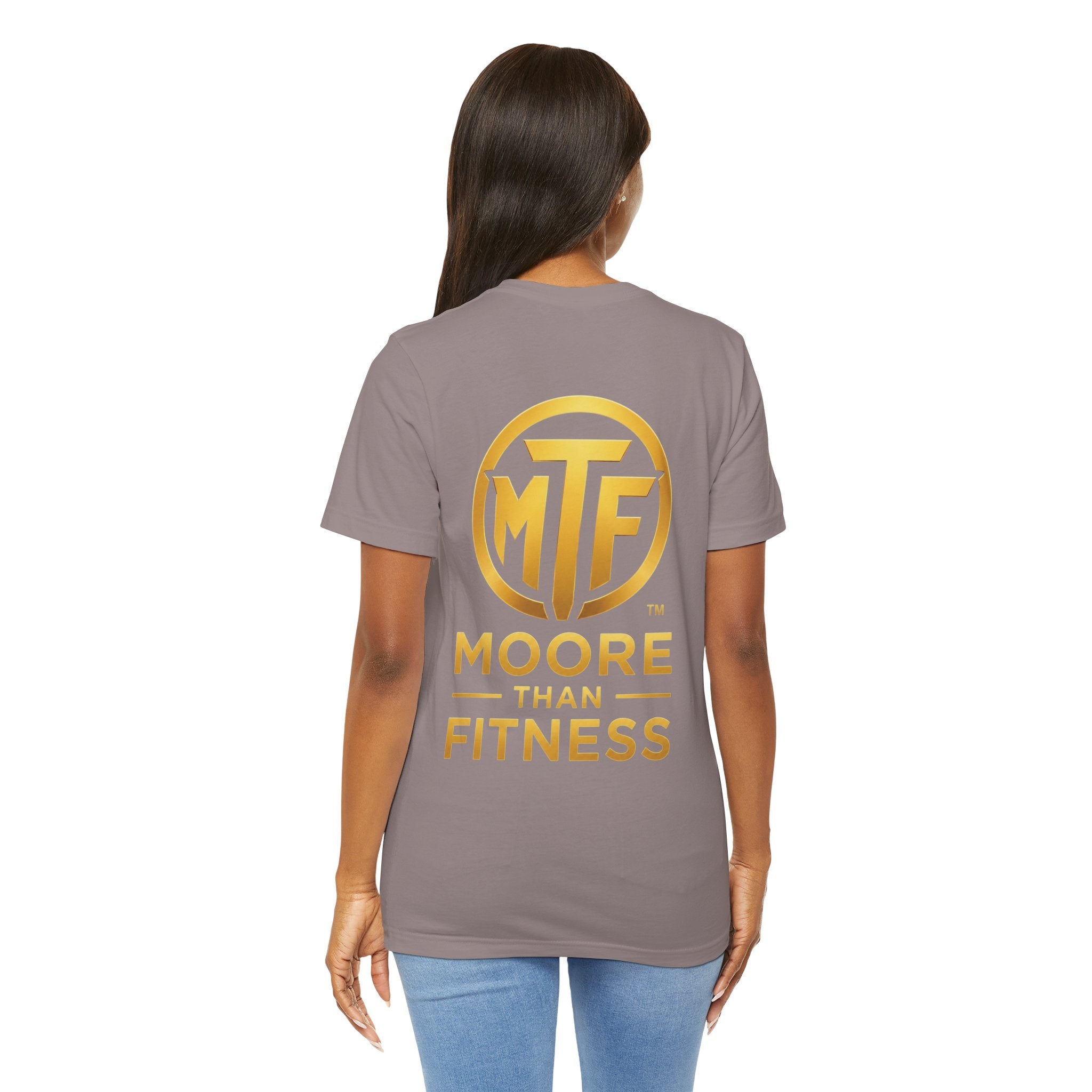 Moore Than Fitness Tee – Gold Logo Short Sleeve Shirt